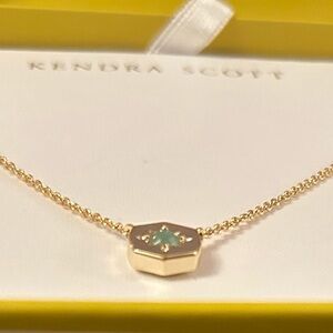 Kendra Scott Gold Necklace with Emerald Birthstone “May”